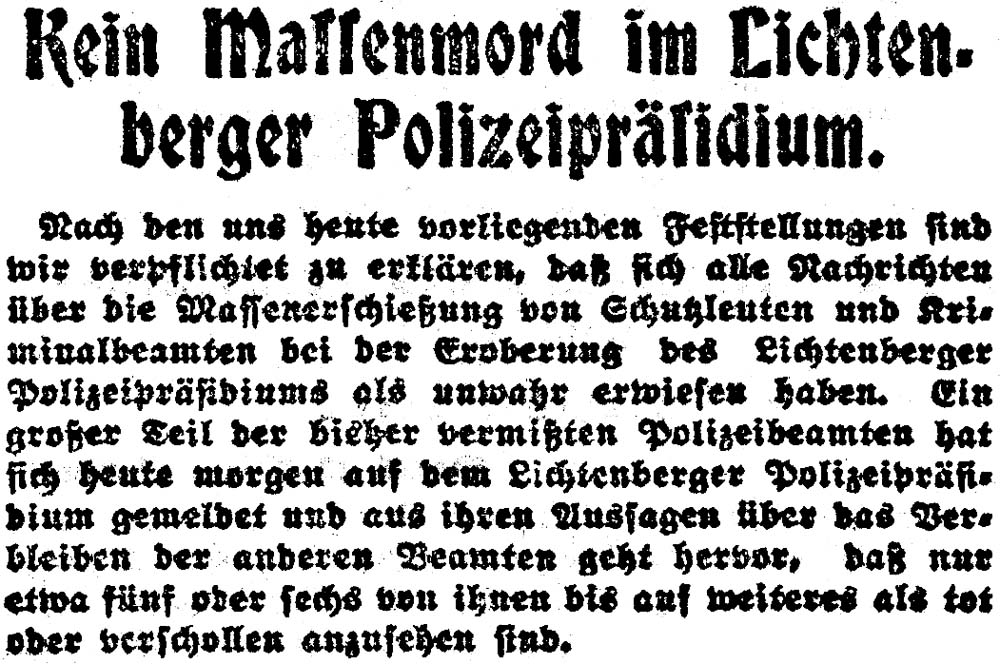 Artikel in der ´Vossischen Zeitung´ vom 13.3.1919 (Abend-Ausgabe), Seite 3