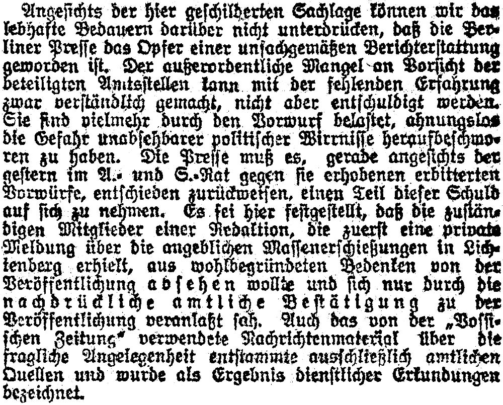 Artikel in der ´Vossischen Zeitung´ vom 13.3.1919 (Abend-Ausgabe), Seite 3