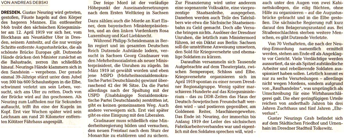 aus: ´Dresdner Neueste Nachrichten´ vom 9. September 2017