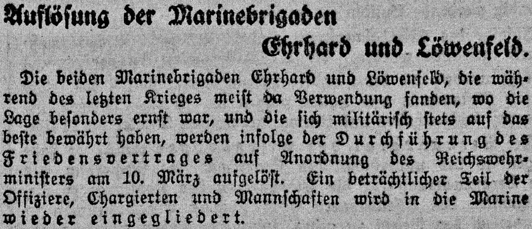 aus: ´Vossische Zeitung´ vom 1. März 1920