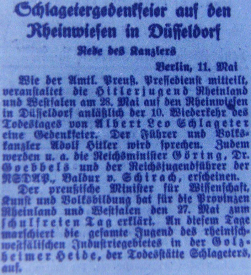 Artikel in der ´Dresdner Anzeiger´ vom 12.5.1933