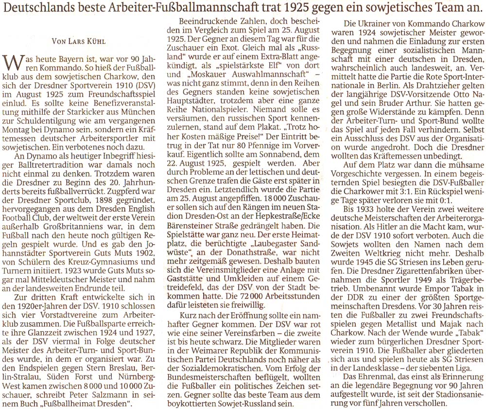 Artikel in der ´Sächsischen Zeitung´ vom 22. August 2015