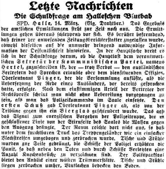 Artikel in der ´Dresdner Volks-Zeitung´ vom 14. März 1925, Seite 3
