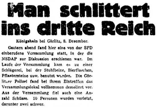 Artikel in der ´Sozialistische Arbeiterzeitung´ vom 9. Dezember 1931