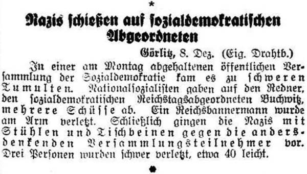 Artikel in der ´Sozialistische Arbeiterzeitung´ vom 9. Dezember 1931