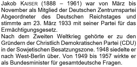 Jakob Kaiser (1888 - 1961) war von März bis November als Mitglied der Deutschen Zentrumspartei ...