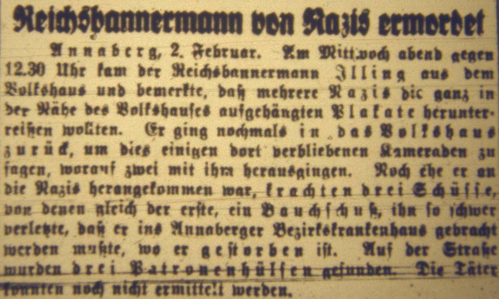 aus: ´Dresdner Volkszeitung´ vom am 3. Februar 1933