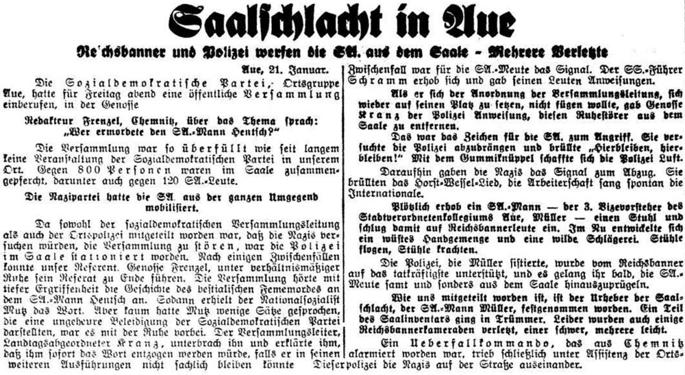 aus: ´Dresdner Volkszeitung´ vom 23. Januar 1933