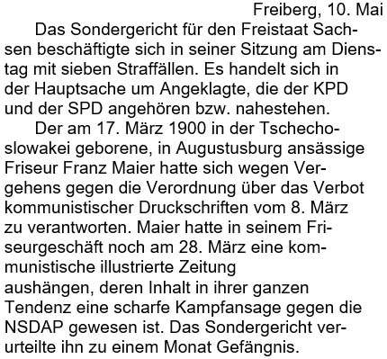 Das Sondergericht für den Freistaat Sachsen beschäftigte sich ...