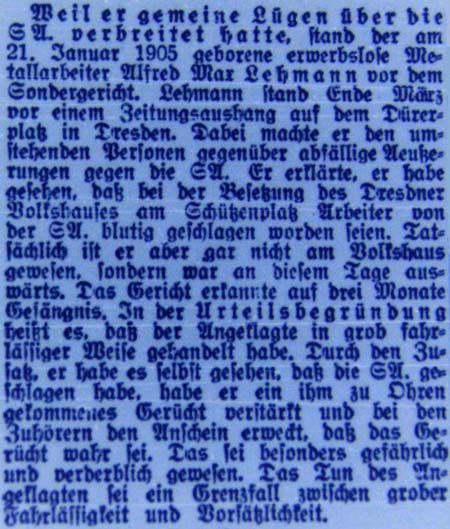 Artikel in ´Der Freiheitskampf´ vom 12.5.1933