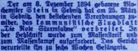 Artikel in ´Der Freiheitskampf´ vom 12.5.1933
