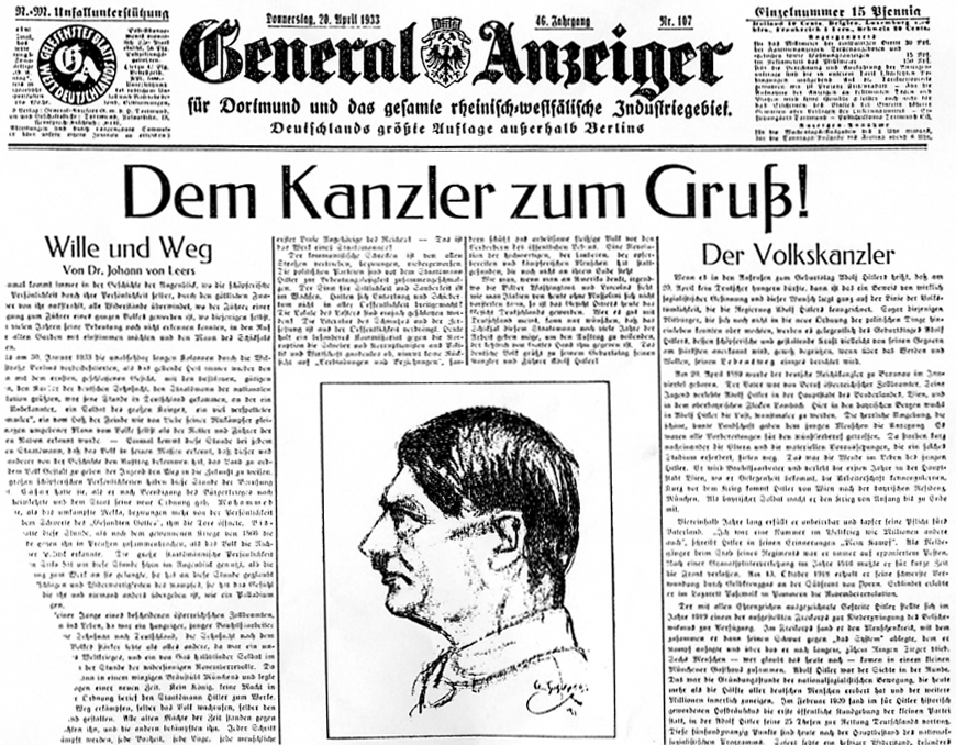 aus: ´Dortmunder General-Anzeiger´ vom 20. April 1933