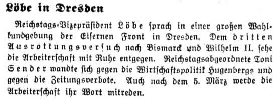 ´Vossische Zeitung´ am 27.2.1933 - 1