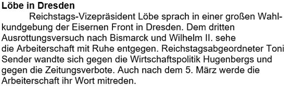 Löbe in Dresden / Reichstags-Vizepräsident Löbe sprach in einer großen ...