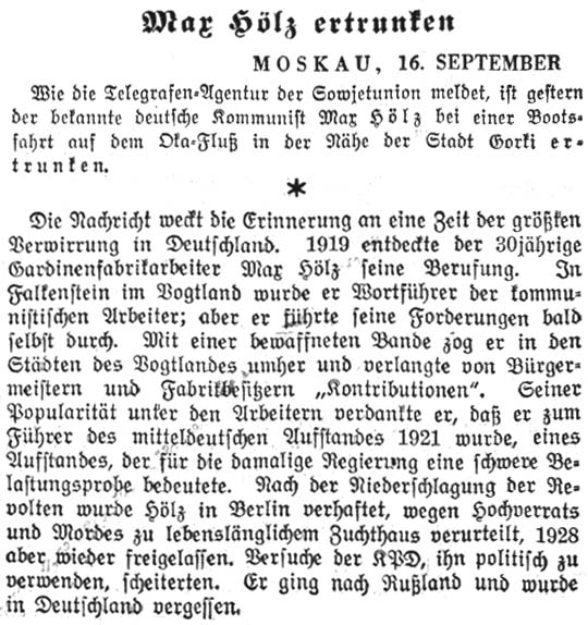 aus: ´Die Vossische Zeitung´ vom 17.9.1933, Seite 2