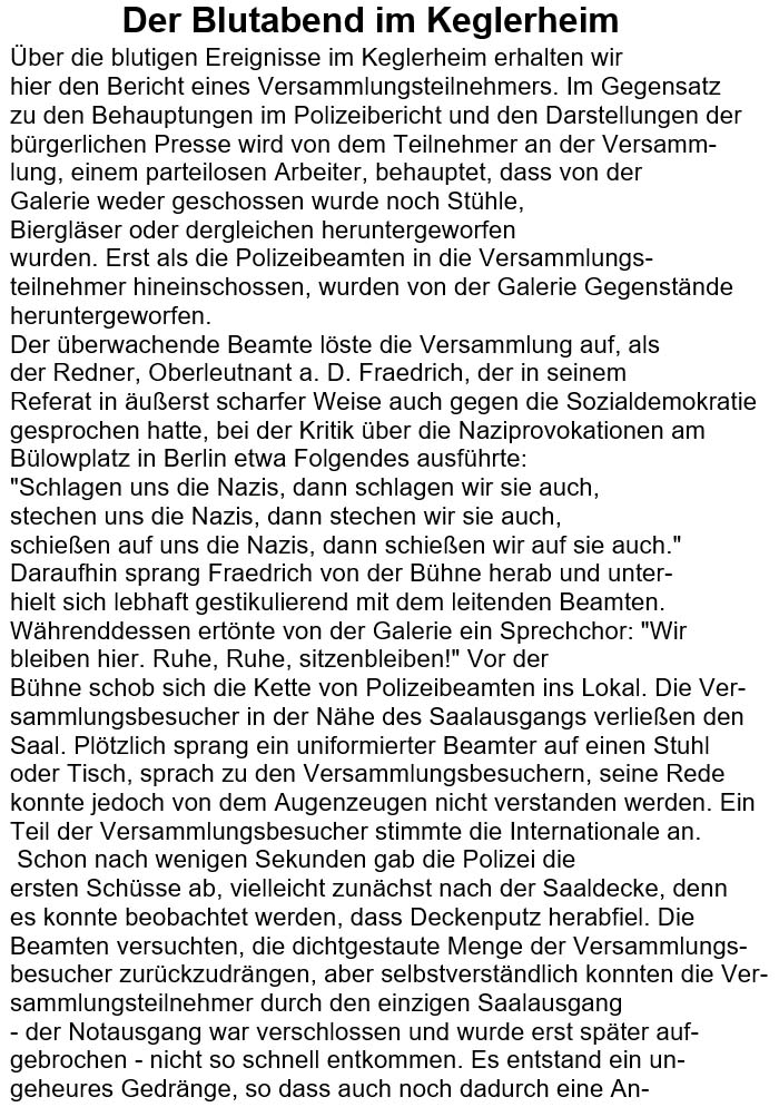 Text 1 zur Meldung der ´Dresdner Volkszeitung´ vom 27. Januar 1933