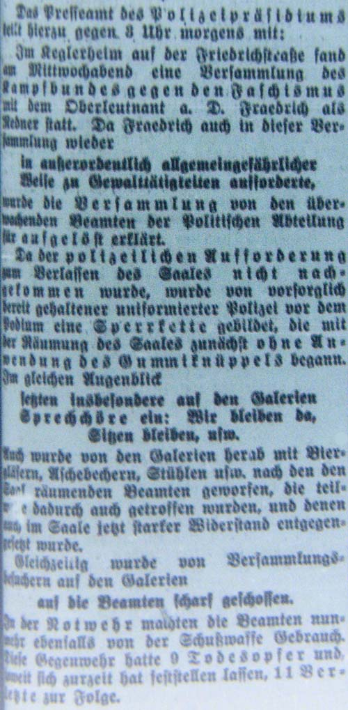 Die ´Dresdner Volkszeitung´ berichtet am 27. Januar 1933