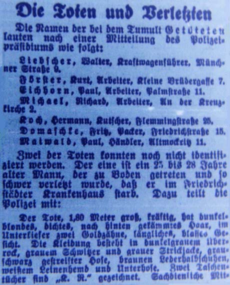 Der ´Dresdner Anzeiger´ berichtet am 27. Januar 1933