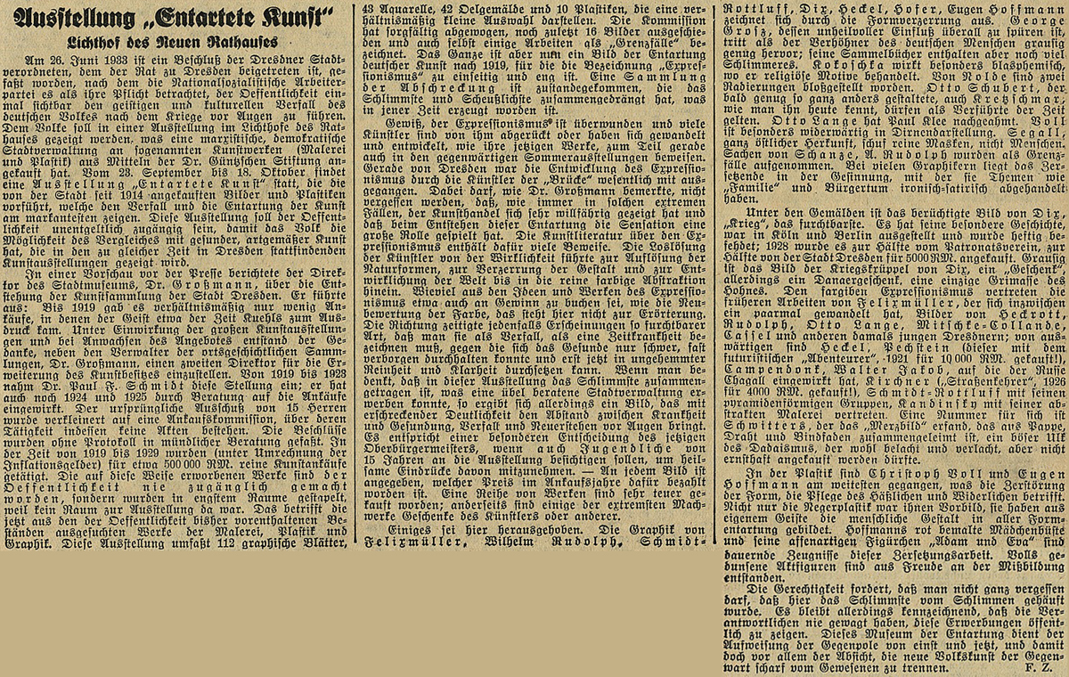 Zeitungsartikel vom 22. September 1933