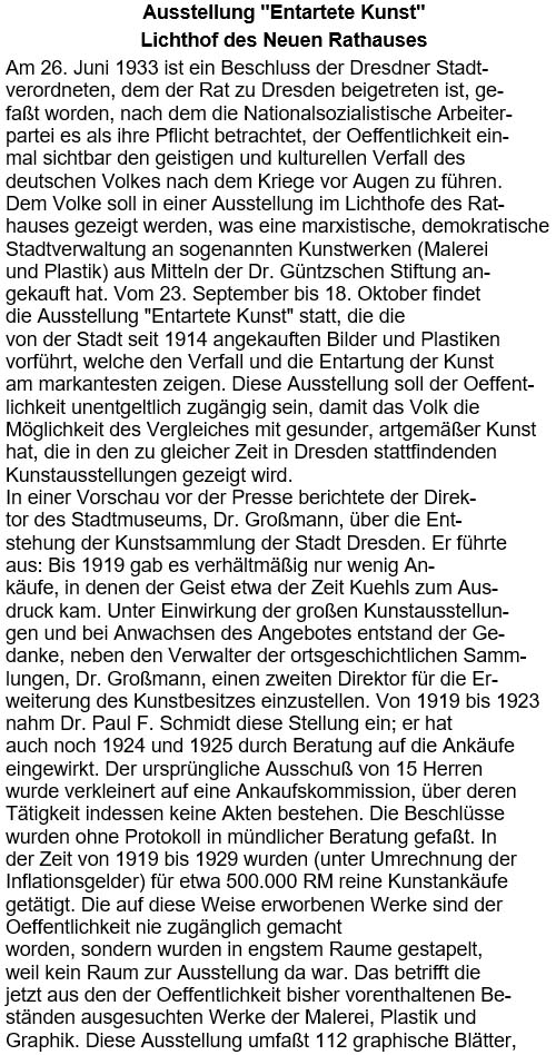 Ausstellung ´Entartete Kunst´ / Lichthof des Neuen Rathauses / Am 26. Juni 1933 ...