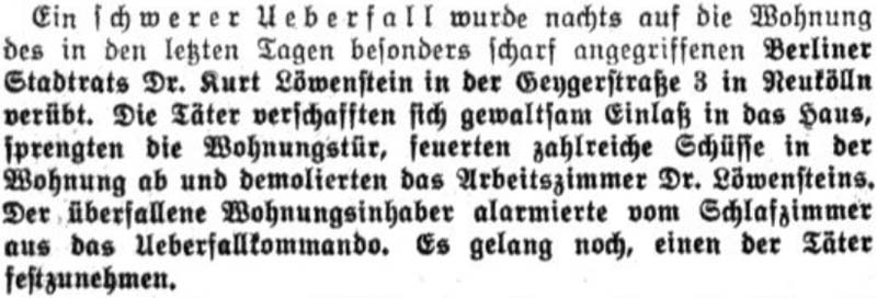 Artikel in der ´Vossischen Zeitung´ vom 27. Februar 1933