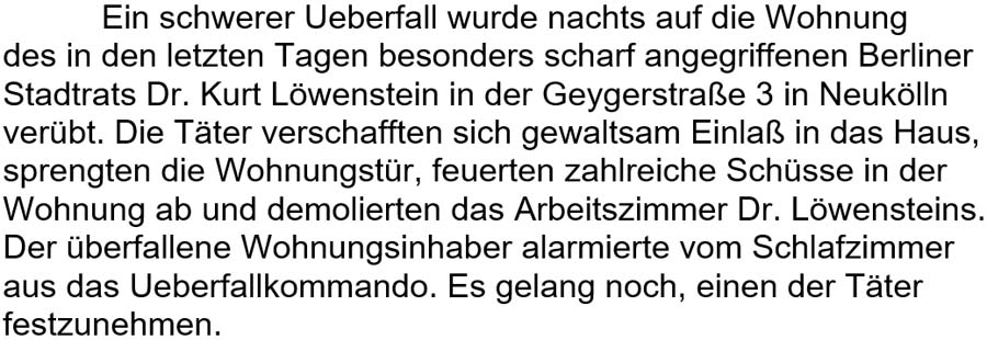 Text zum Artikel in der ´Vossischen Zeitung´ vom 27. Februar 1933