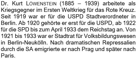 Dr. Kurt Löwenstein (1885 – 1939) arbeitete als Kriegsgegner ...
