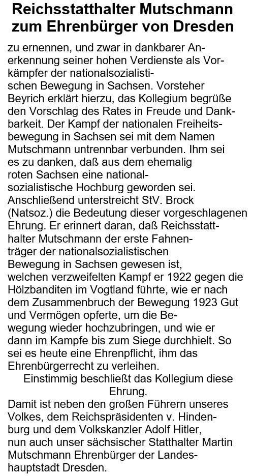 Text zum Artikel im ´Dresdner Anzeiger´ vom 4.5.1933