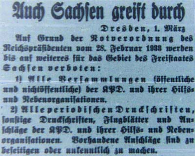 Artikel im ´Dresdner Anzeiger´ vom 2.3.1933