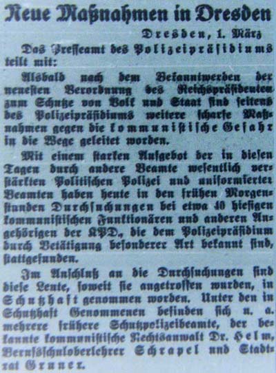 Artikel im ´Dresdner Anzeiger´ vom 2.3.1933