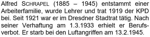 Alfred Schrapel (1885 – 1945) entstammt einer Arbeiterfamilie ...