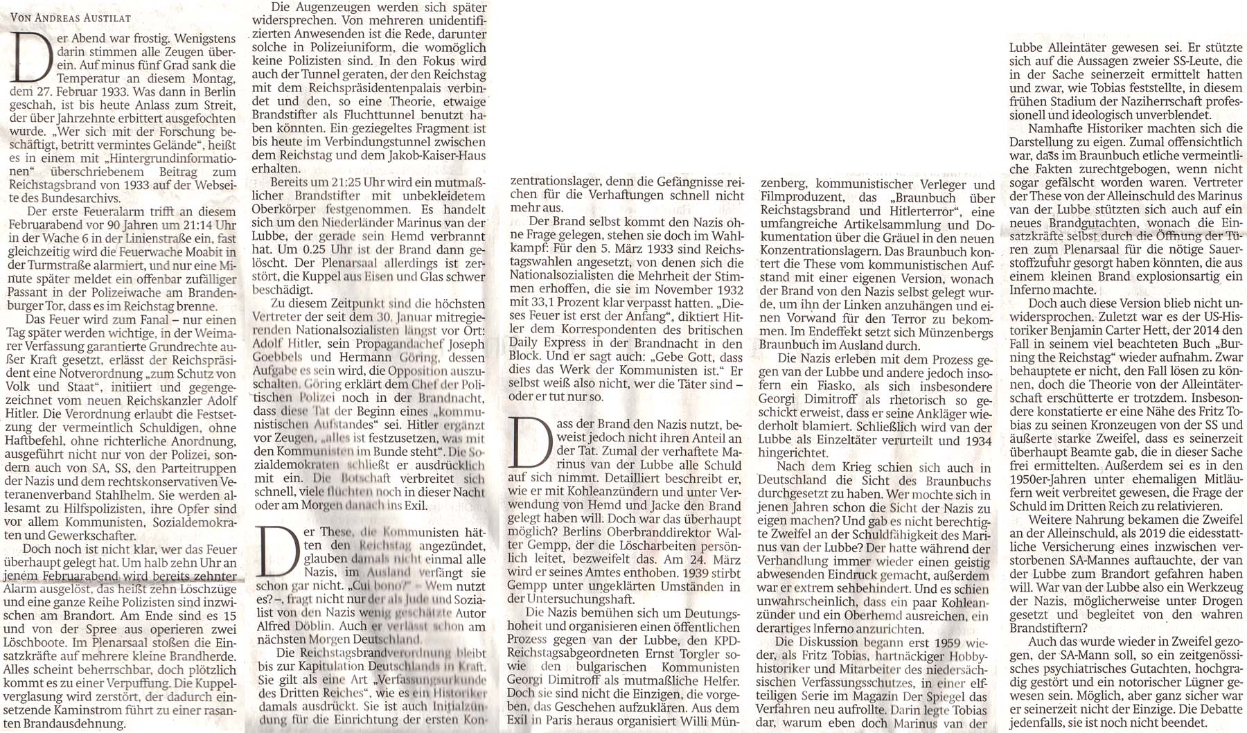 Artikel in der ´Sächsische Zeitung´ vom 27. Februar 2023