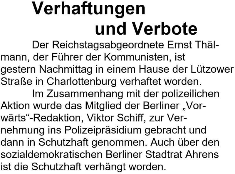 Text zum Artikel in der ´Berliner Morgenpost´ vom 5.3.1933