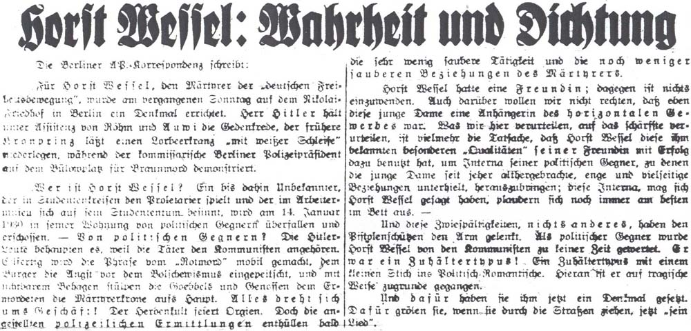 Artikel über Horst Wessel