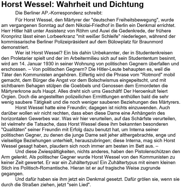 Text zum Artikel über Horst Wessel