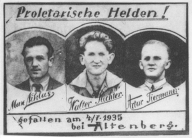An der Schneise 31 in Altenberg sterben am 4. Juli 1935 drei Antifaschisten.