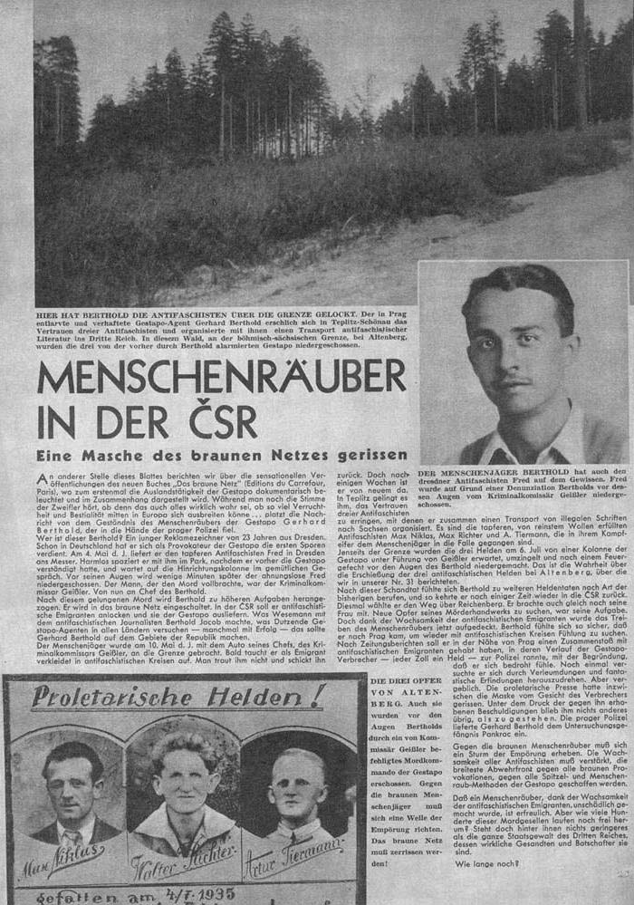 Artikel in der ´Arbeiter-Illustrierte Zeitung´ vom 12.9.1935