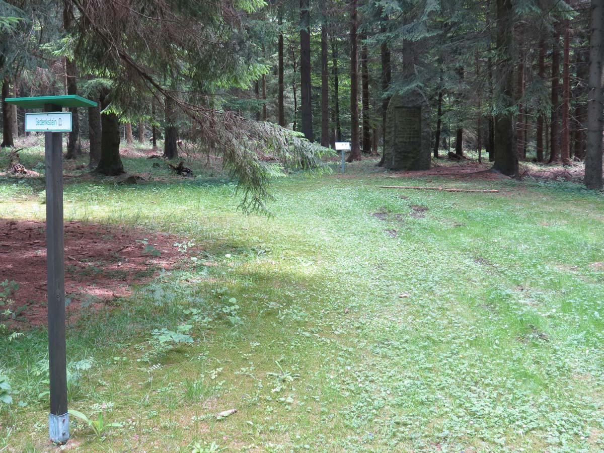 Gedenkstein an der Schneise 31 / Schellerhauer Weg in Altenberg - aus der Ferne