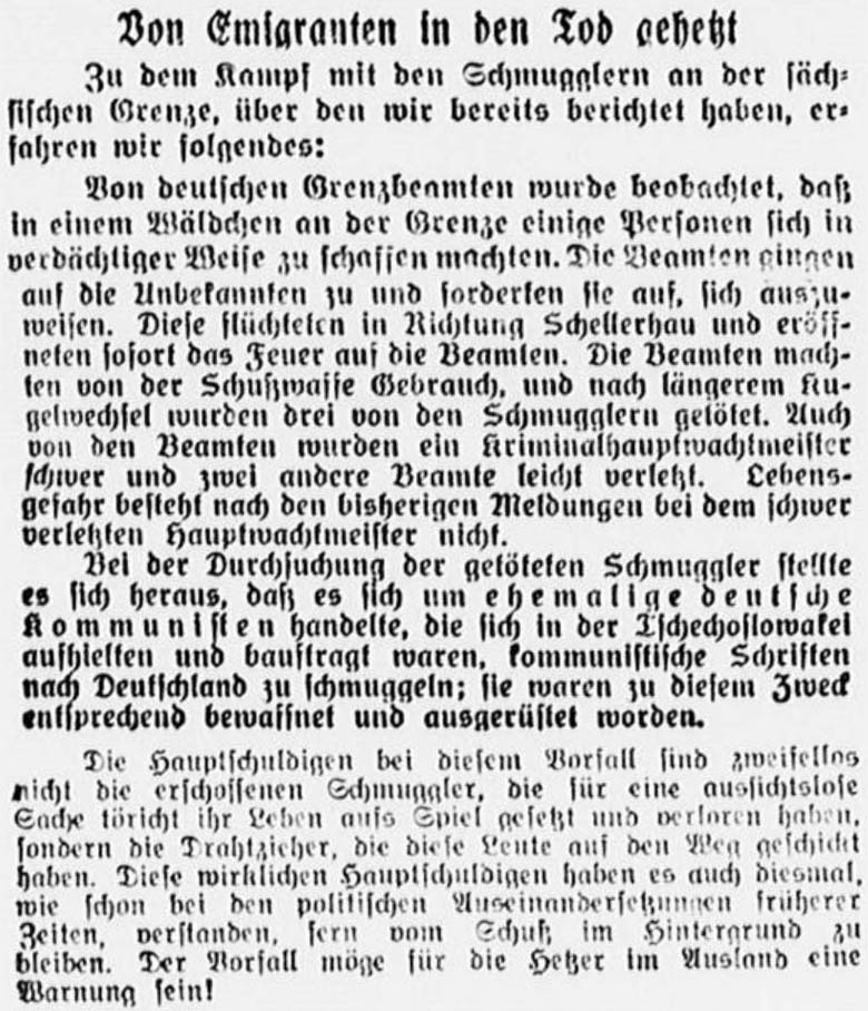 Artikel in der ´Sächsische Volkszeitung´ vom 7.7.1935