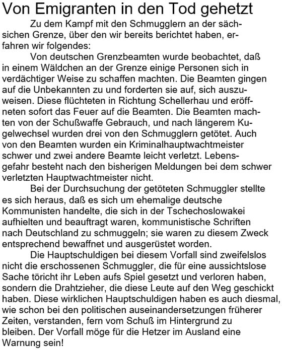 Text zum Artikel in der ´Sächsische Volkszeitung´ vom 7.7.1935