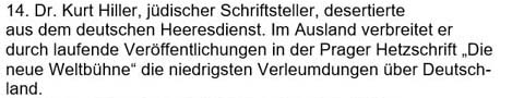 Text zum Artikel in ´Sächsische Volkszeitung´ vom 14. Juni 1935, Seite 5 - Dr. Kurt Hiller