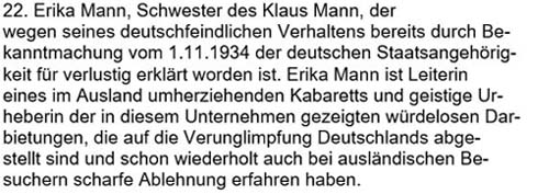 Text zum Artikel in ´Sächsische Volkszeitung´ vom 14. Juni 1935, Seite 5 - Erika Mann