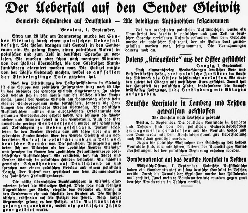 Artikel in der ´Sächsische Volkszeitung´ vom 1.9.1939