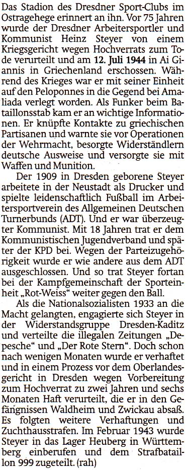 Artikel in der ´Sächsischen Zeitung´ vom 20. Juli 2019