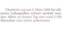 Ein alliierter Luftangriff auf Chemnitz fordert 2.100 Menschenleben.