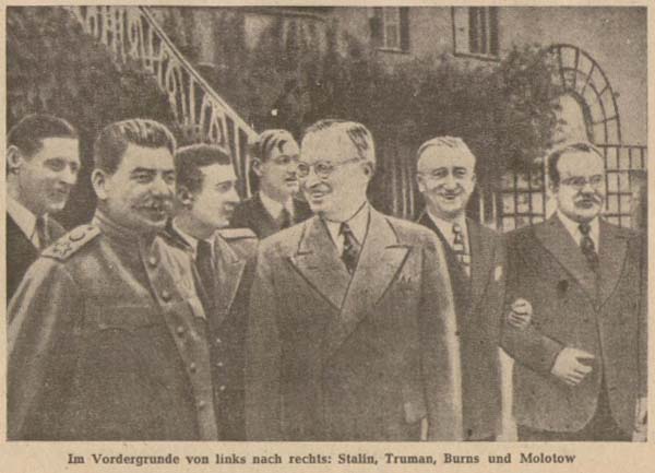 Foto aus der ´Tageszeitung für die deutsche Bevölkerung´ vom 1. August 1945