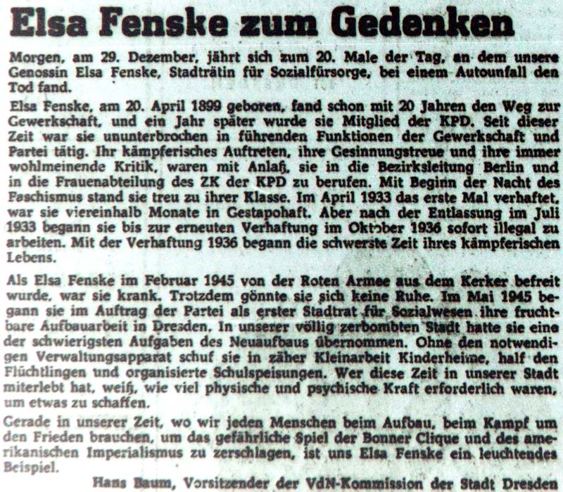 Artikel in der ´Sächsischen Zeitung´ vom 27. Dezember 1966