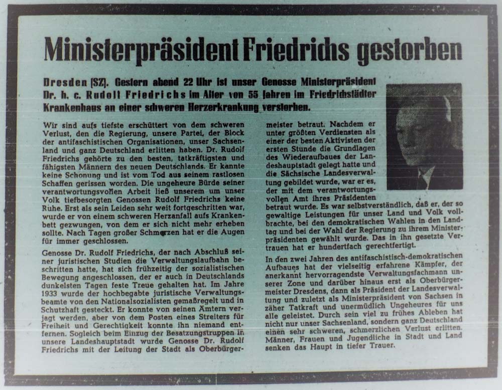 aus: ´Sächsische Zeitung´ vom 14. Juni 1947