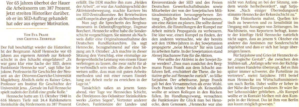 Artikel in der ´Sächsischen Zeitung´ vom 14. Oktober 2013