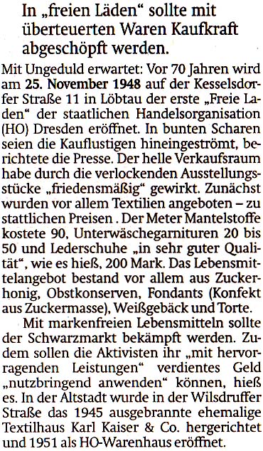 Artikel in der ´Sächsischen Zeitung´ vom 24. November 2018